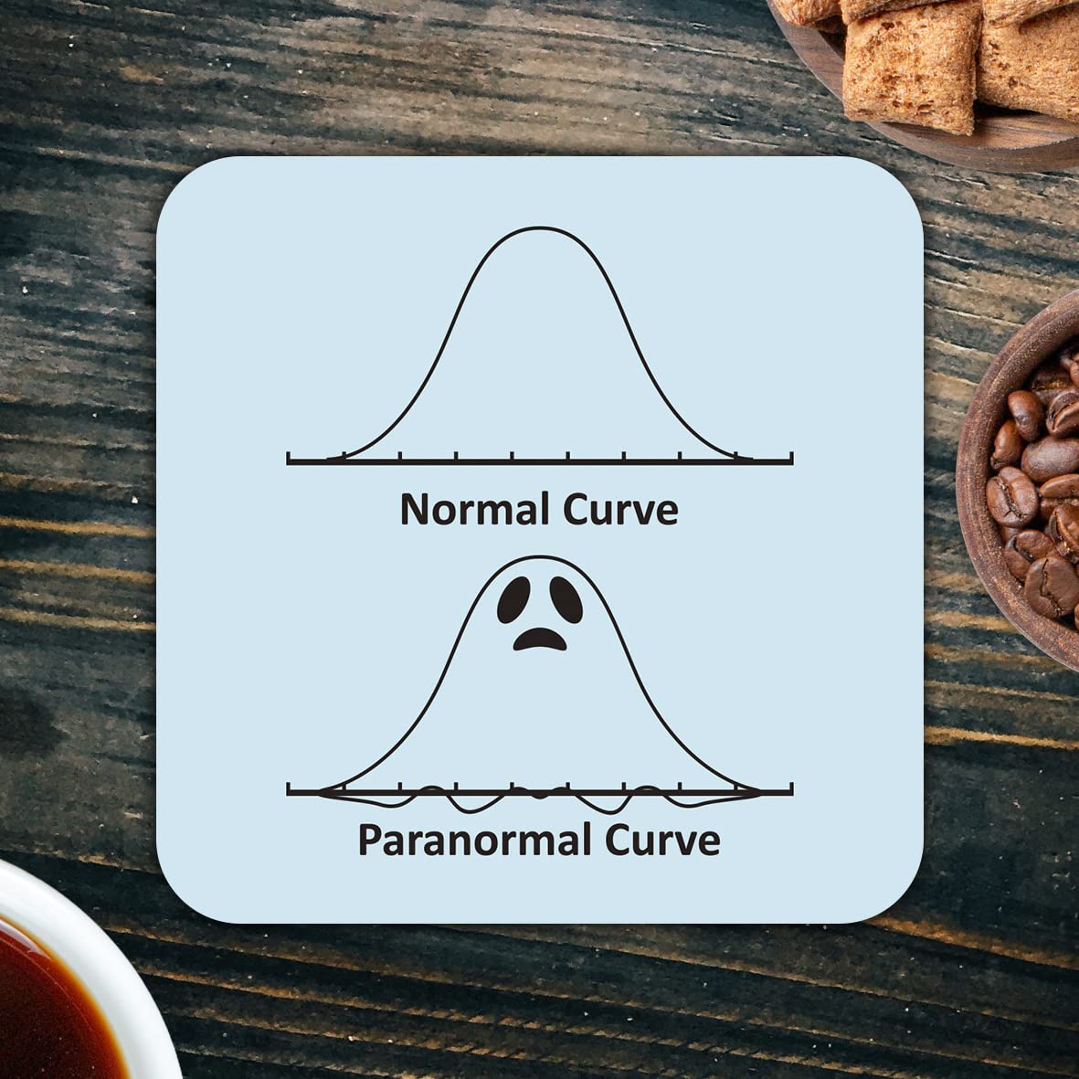 CS667 Normal Curve/Paranormal Curve Novelty Funny Coffee Tea Drink Gift Glossy MDF Wooden Coaster