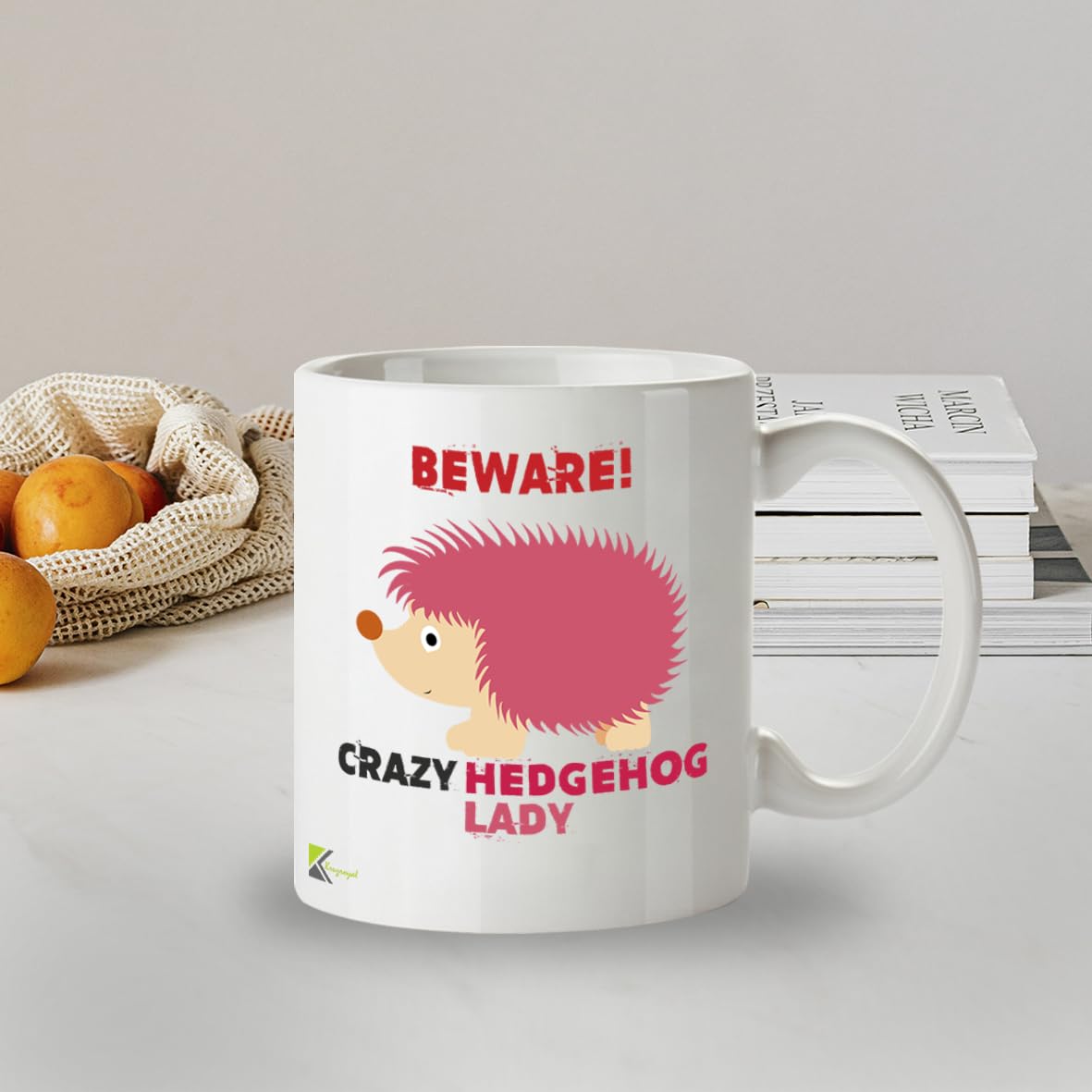 Kruzroyal Crazy Hedgehog Lady Mug Funny Novelty Great Gift Idea Coffee Tea Cup, Gift for Women, Animal Lover