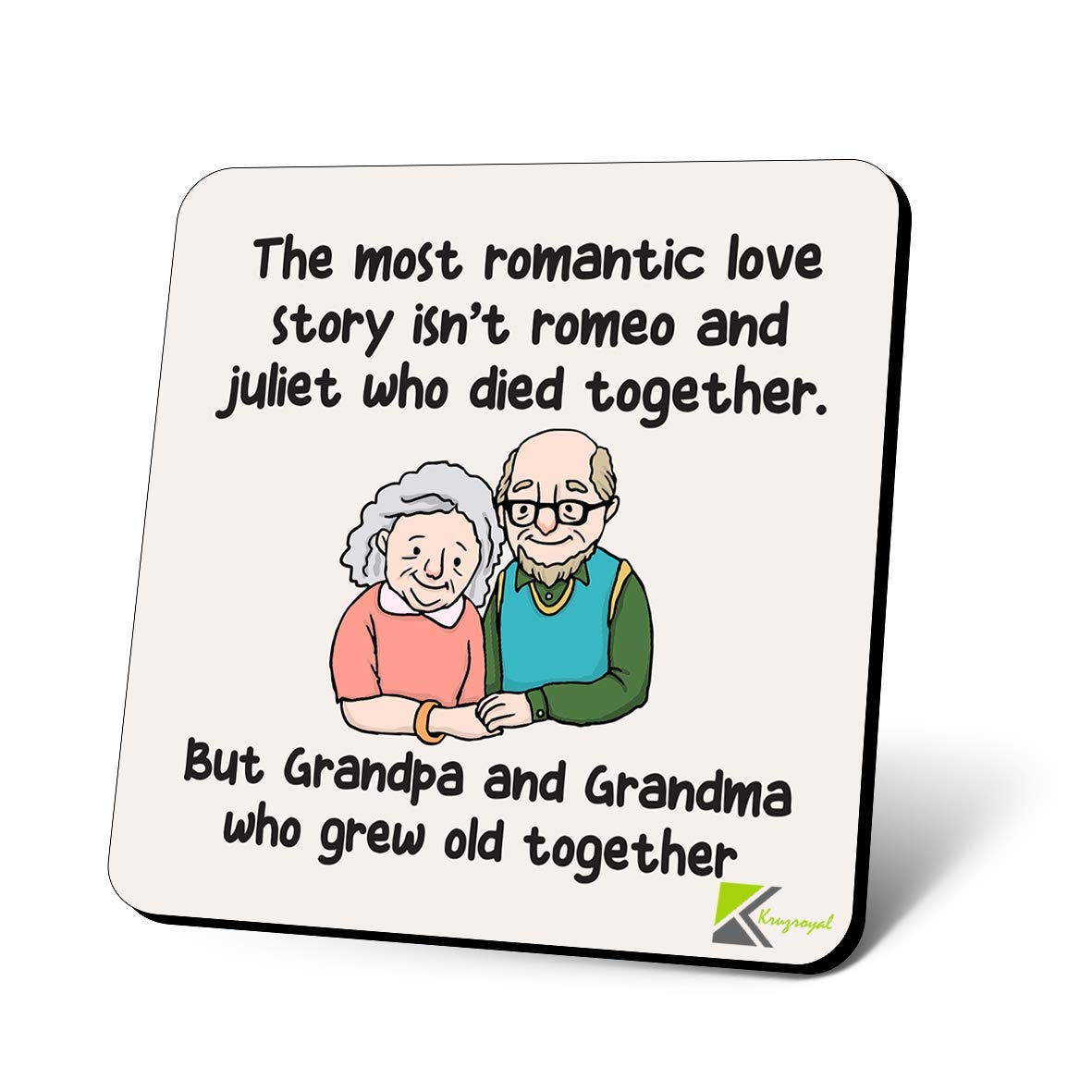 CS1116 The Most Romantic Love Story : Grandpa and Grandma who Grew Old Together Novelty Funny Coffee Tea Drink Gift Glossy MDF Wooden Coaster