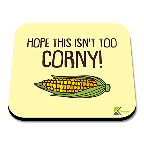 CS143 Hope This Isn't Too Corny! Novelty Funny Coffee Tea Drink Gift Glossy MDF Wooden Coaster