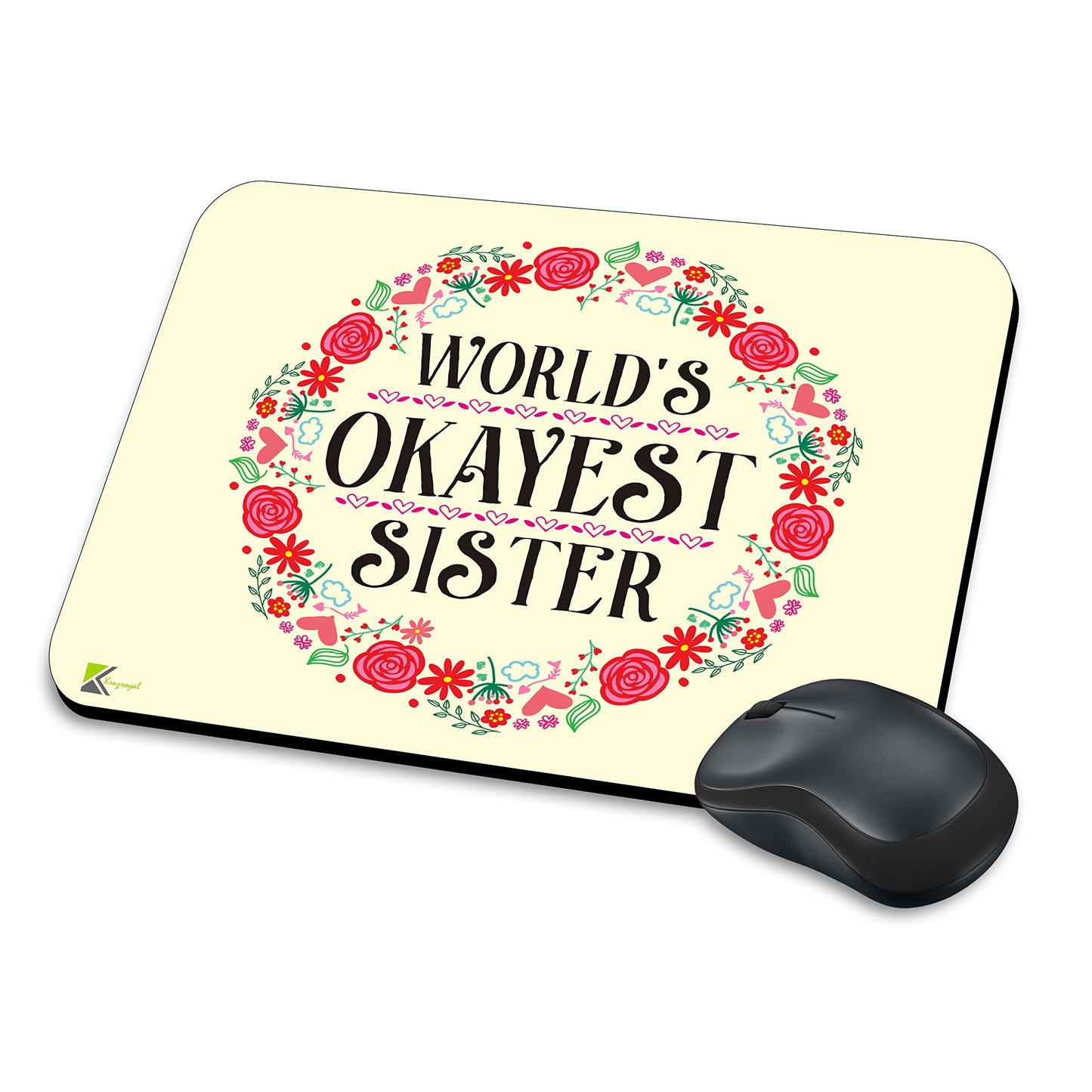MM055 - World's Okayest Sister Funny Novelty Gift Mousemat/MousePad Anti Slip Laptop Computer PC Mouse Mat