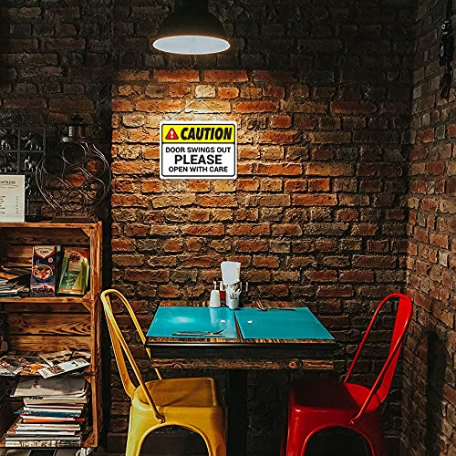 Kruzroyal MP456 Caution : Door Swings Out Please Open With Care Funny Novelty Retro Vintage Metal Wall Sign Plaque 20cm x 15cm