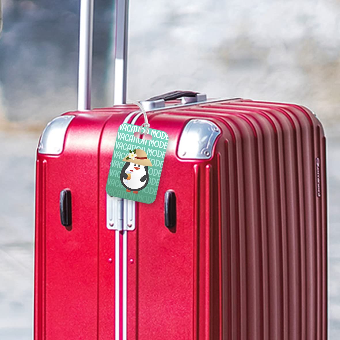 LT131 Vacation Mode - Penguin Lover Novelty Funny Unique Designer Gift Glossy Plastic Suitcase Luggage Tag
