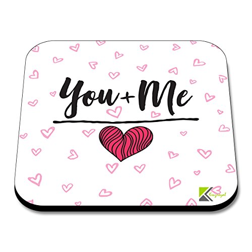 CS210 You Plus me = Love Heart coupleNovelty Funny Coffee Tea Drink Gift Glossy MDF Wooden Coaster