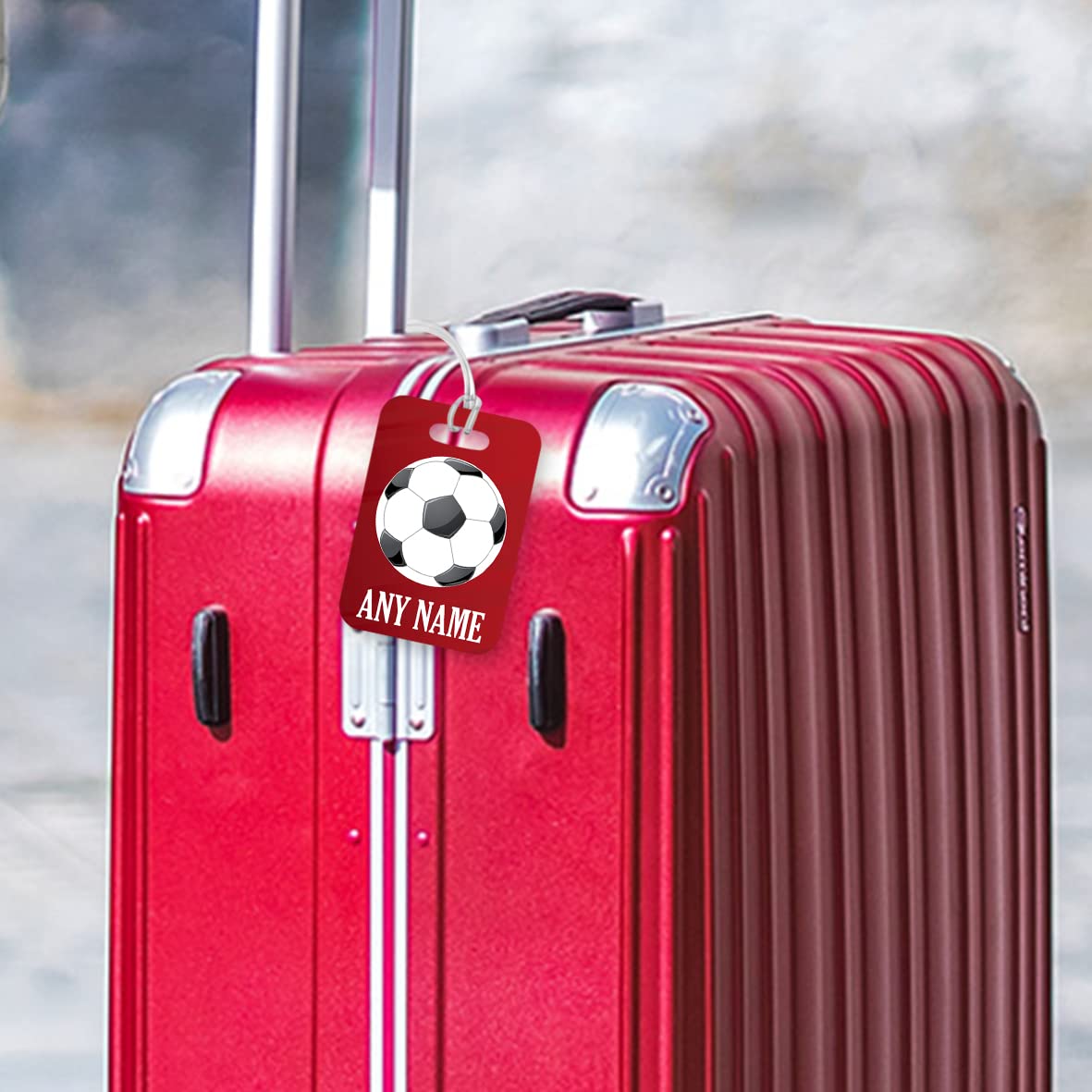 PLT239 Personalised Name : Football Lover Novelty Funny Unique Designer Gift Glossy Plastic Suitcase Luggage Tag