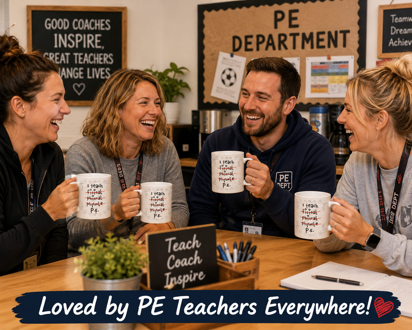 Kruzroyal PE Teacher Funny Mug, I Teach Physical Education, P.E - Misspelled, Funny Novelty Coffee Tea Mug