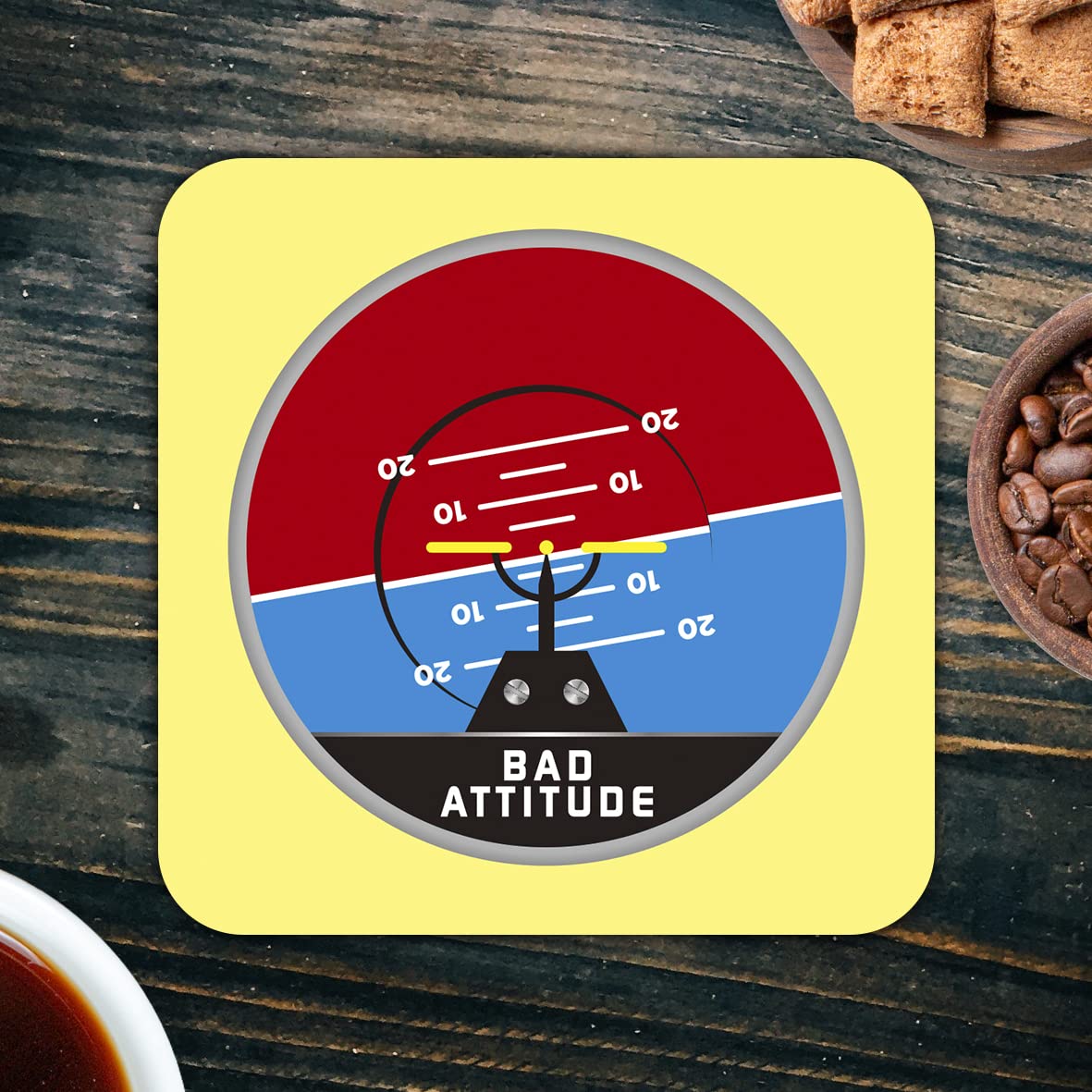 CS699 Bad Attitude Novelty Funny Coffee Tea Drink Gift Glossy MDF Wooden Coaster