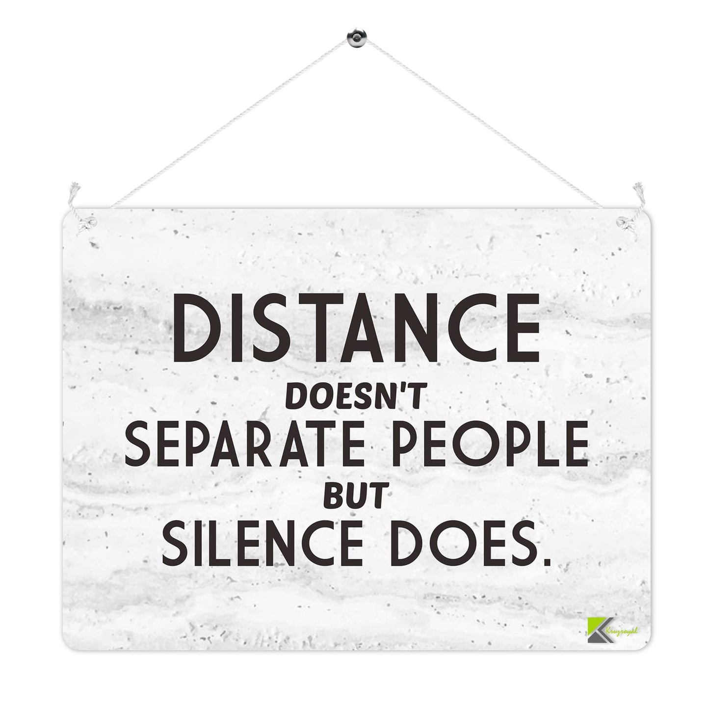 MP284 Distance doesn't separate people but silence does. Funny Novelty Retro Vintage Metal Wall Sign Plaque 20cm x 15cm