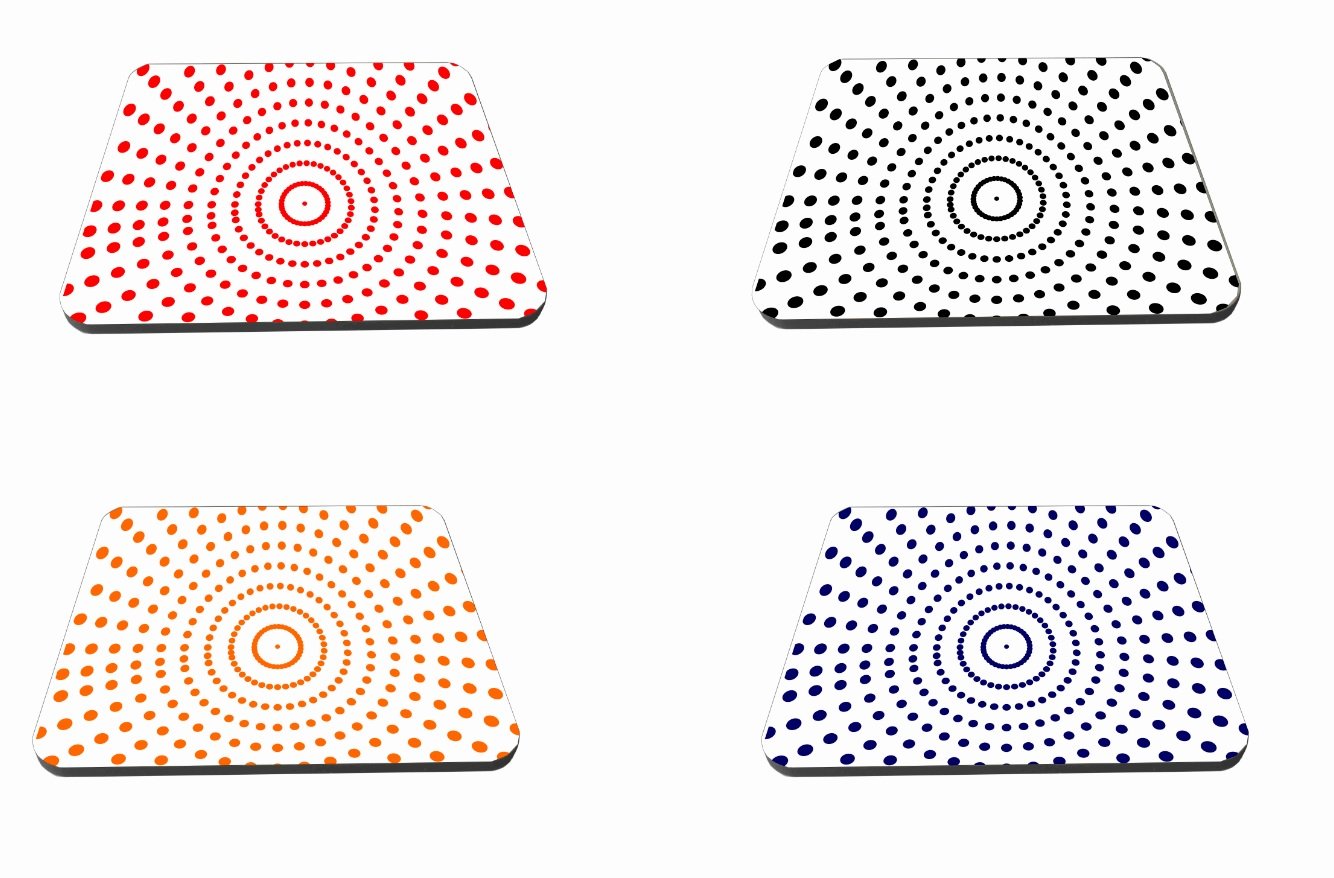 4 x Polka Design Dots Novelty Glossy Wooden Coaster (Black, Blue, Red, Orange)