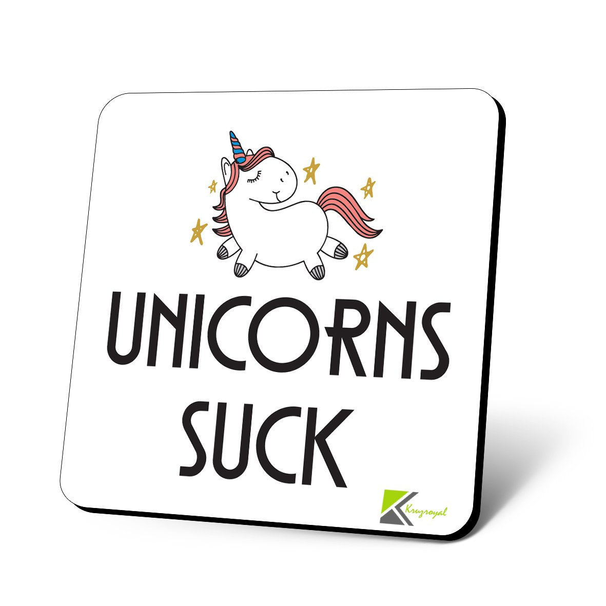 CS904 Unicorns Suck Novelty Funny Coffee Tea Drink Gift Glossy MDF Wooden Coaster