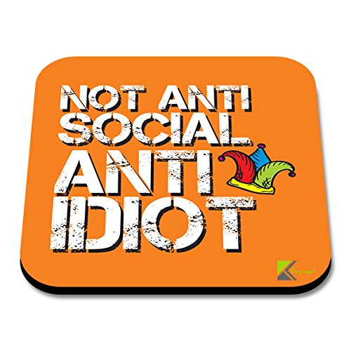 CS208 Not Anti Social Andi IDIOTNovelty Funny Coffee Tea Drink Gift Glossy MDF Wooden Coaster