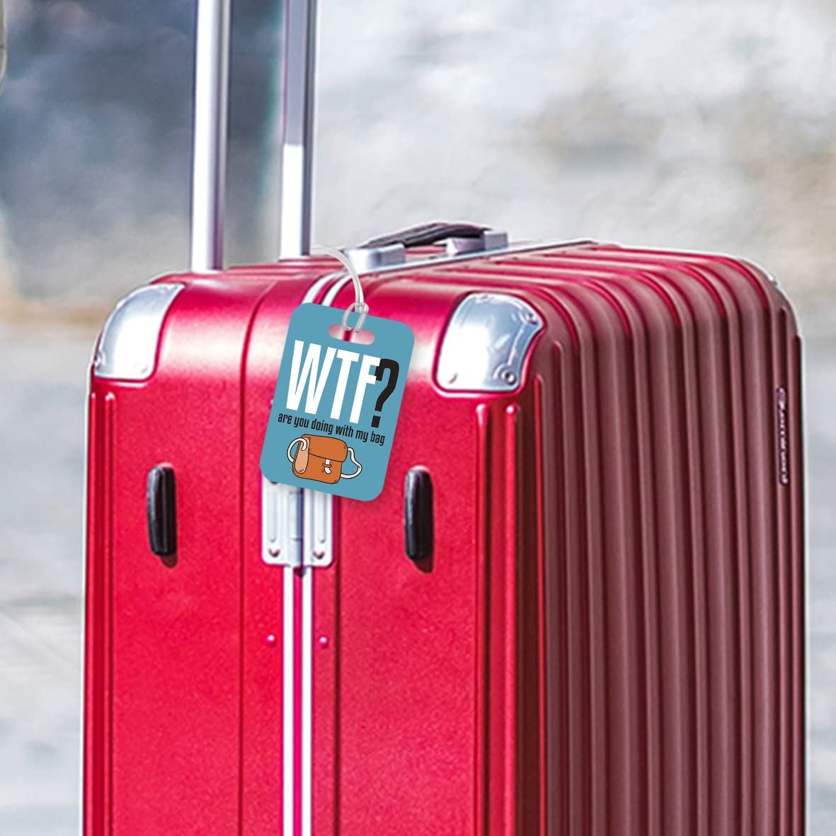 LT058 WTF? are You Doing with My Bag Novelty Funny Unique Designer Gift Glossy Plastic Suitcase Luggage Tag