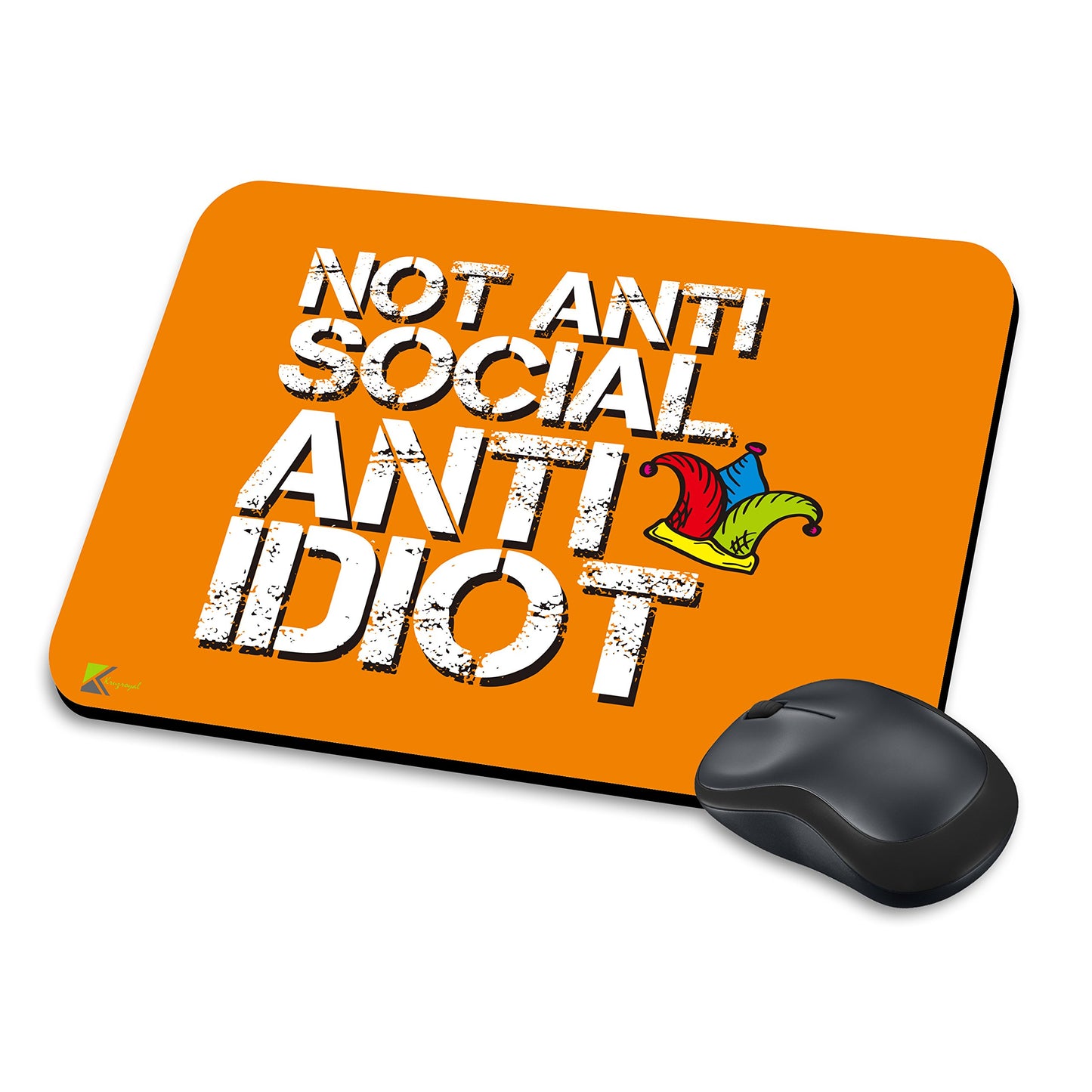 MM008 - Not anti social, anti idiot Funny Novelty Gift Mousemat/MousePad Anti Slip Laptop Computer PC Mouse Mat