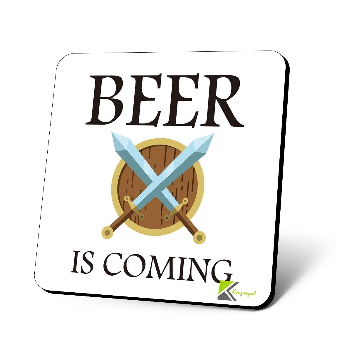 CS880 Beer is Coming Novelty Funny Coffee Tea Drink Gift Glossy MDF Wooden Coaster