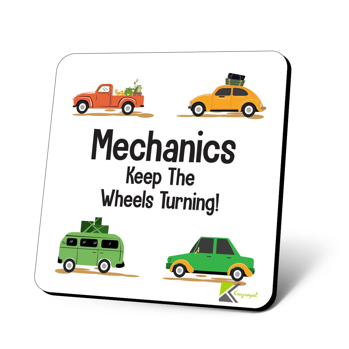 CS912 Mechanics: Keep The Wheels Turning! Novelty Funny Coffee Tea Drink Gift Glossy MDF Wooden Coaster