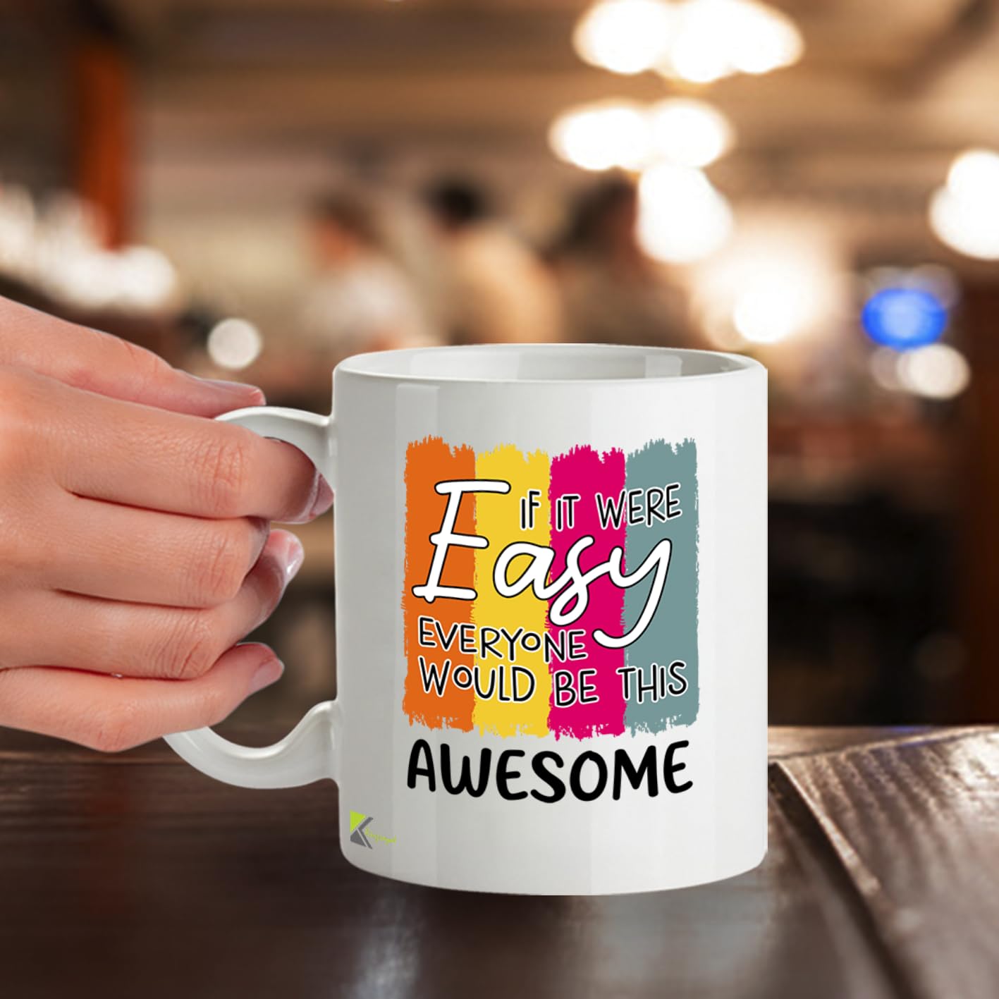 Kruzroyal Funny Inspirational Mug | If It were Easy Everyone Would Be This Awesome | Motivational Gift for Women Men Coworker | 11oz