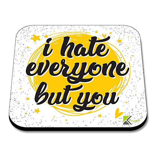 CS139 I Hate Everyone but You/Valentine's Day Gift Novelty Funny Coffee Tea Drink Gift Glossy MDF Wooden Coaster