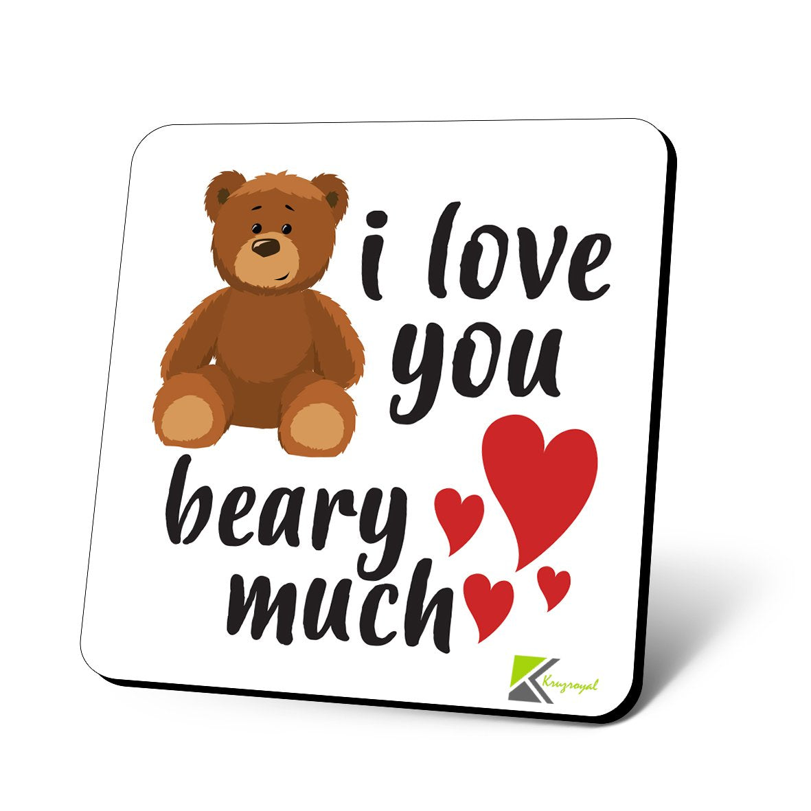 CS925 I Love You Beary Much Novelty Funny Coffee Tea Drink Gift Glossy MDF Wooden Coaster