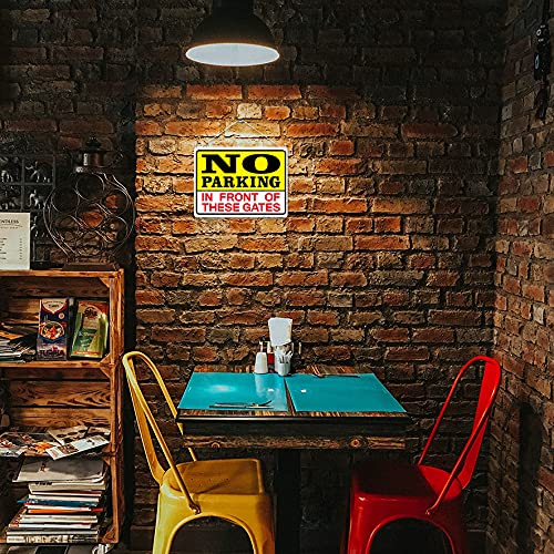Kruzroyal MP325 NO PARKING, In front of these gates. Funny Novelty Retro Vintage Metal Wall Sign Plaque 20cm x 15cm