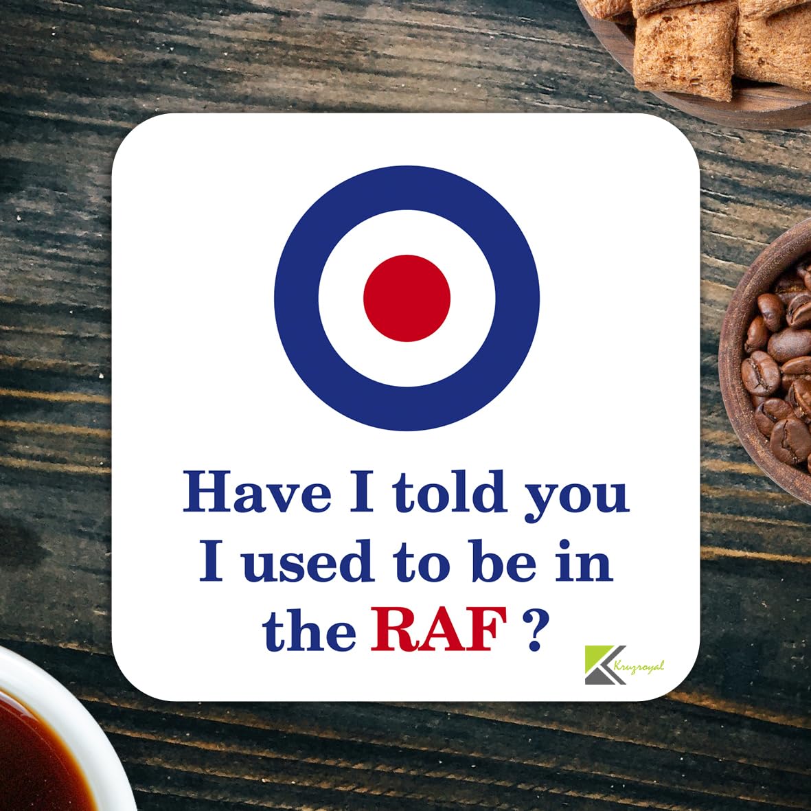 CS1049 Have i Told You i Used to be in The RAF? Novelty Funny Coffee Tea Drink Gift Glossy MDF Wooden Coaster Gift for Veteran, Dad, Grandad - Military Desk Accessory, Father's Day, Birthday Present