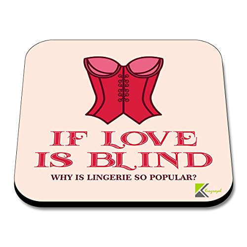 CS184 If Love is Blind, why is Lingerie so Popular? Valentine's Day Gift Novelty Funny Coffee Tea Drink Gift Glossy MDF Wooden Coaster