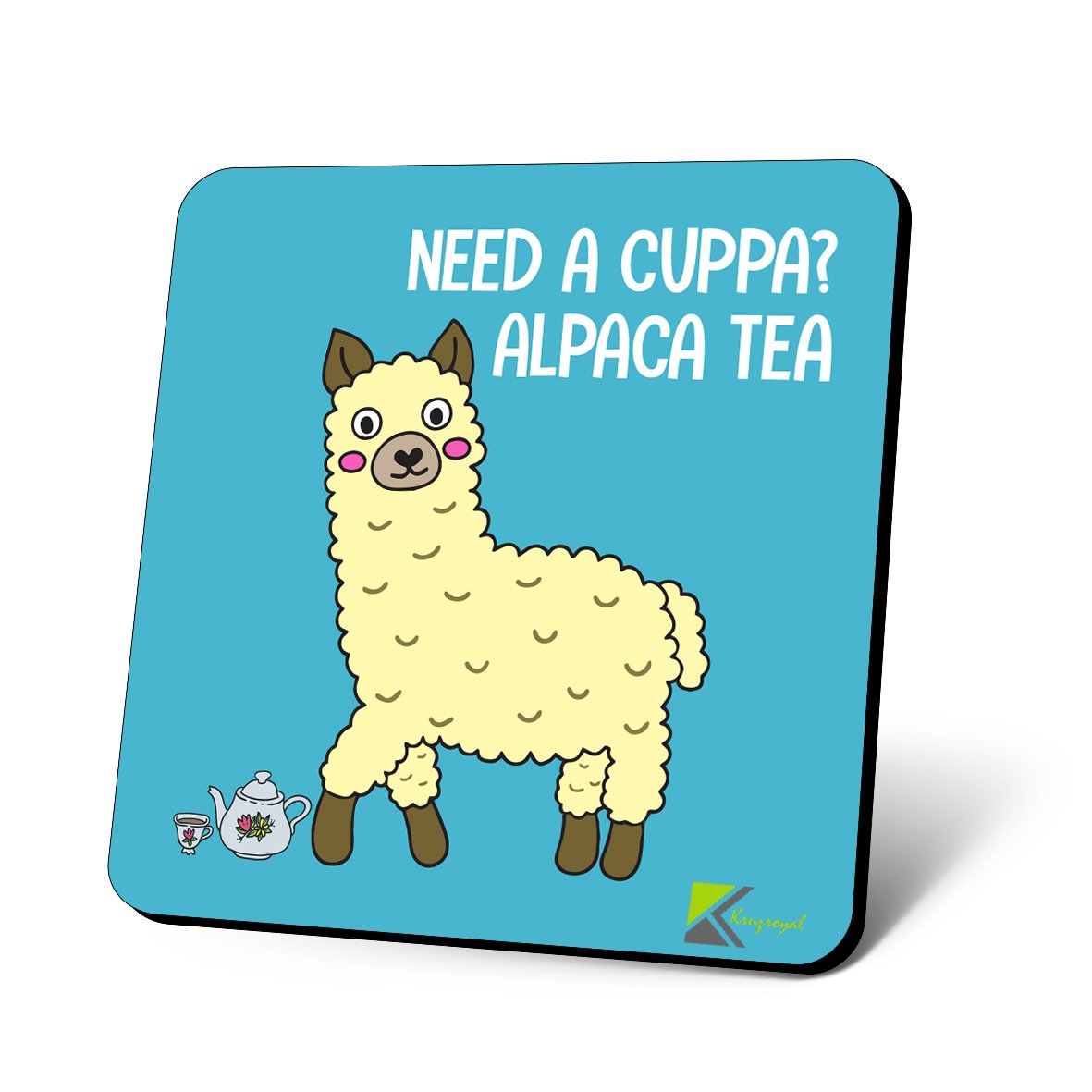 CS938 Need a Cuppa? Alpaca Tea Novelty Funny Coffee Tea Drink Gift Glossy MDF Wooden Coaster