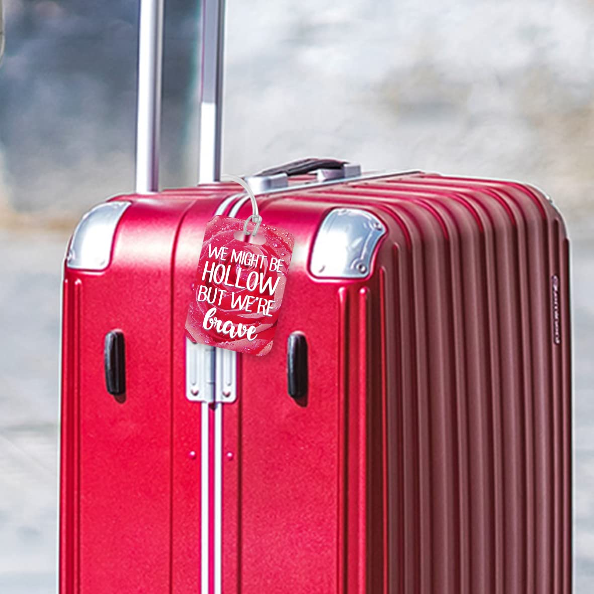 LT218 We Might be Hollow but We're Brave Novelty Funny Unique Designer Gift Glossy Plastic Suitcase Luggage Tag