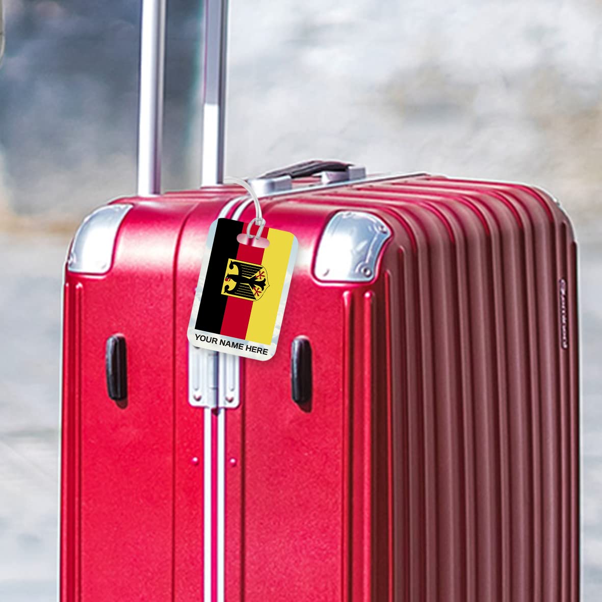 PLT280 Personalised Name with Germany Flag Novelty Funny Unique Designer Gift Glossy Plastic Suitcase Luggage Tag