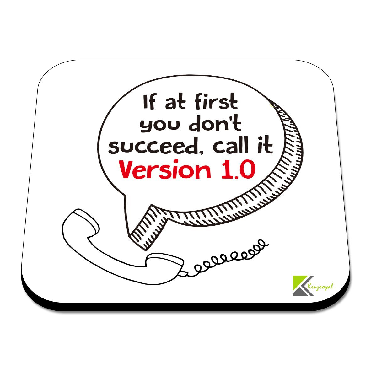 CS352 If at First You Don't Succeed, Call it Version 1.0 Novelty Funny Coffee Tea Drink Gift Glossy MDF Wooden Coaster