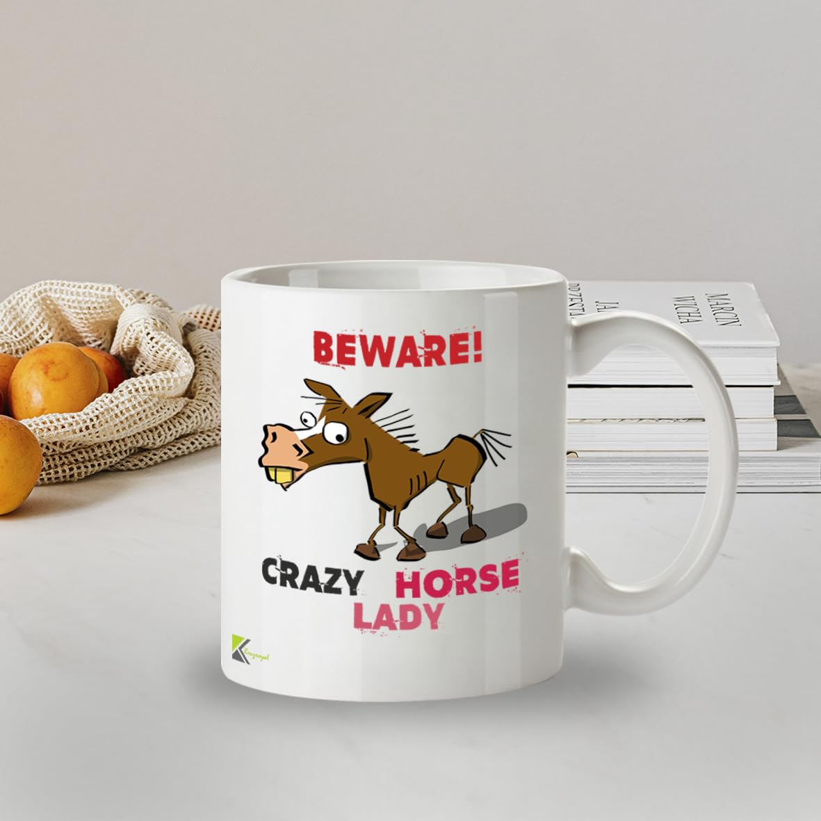 Kruzroyal Beware Crazy Horse Lady Mug - Funny Horse Gift for Women - 11oz Ceramic Coffee Mug - Equestrian Lover Gift - DZ047
