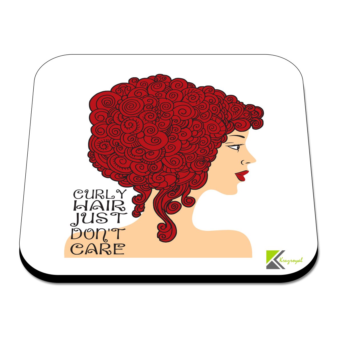 CS345 Curly Hair just Don't Care Novelty Funny Coffee Tea Drink Gift Glossy MDF Wooden Coaster