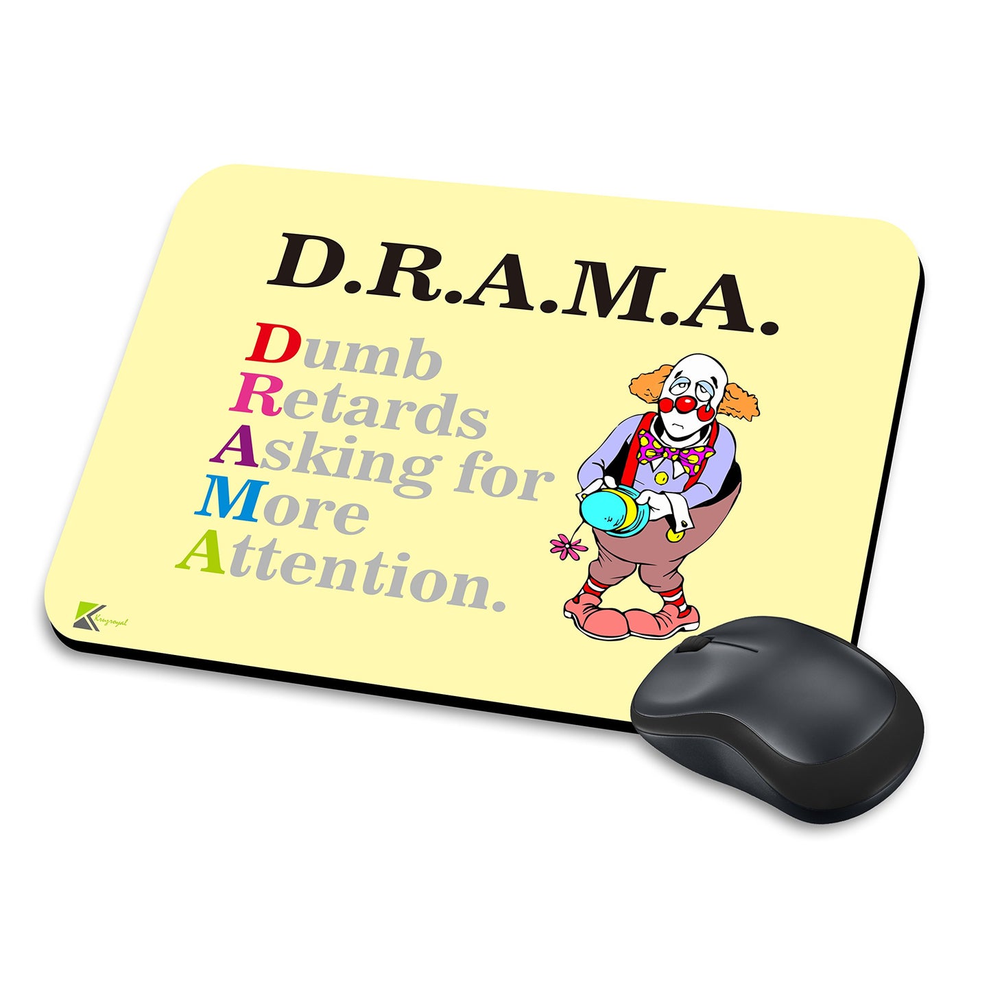 MM122 - D.R.A.M.A Full Form Funny Funny Novelty Gift Mousemat/MousePad Anti Slip Laptop Computer PC Mouse Mat