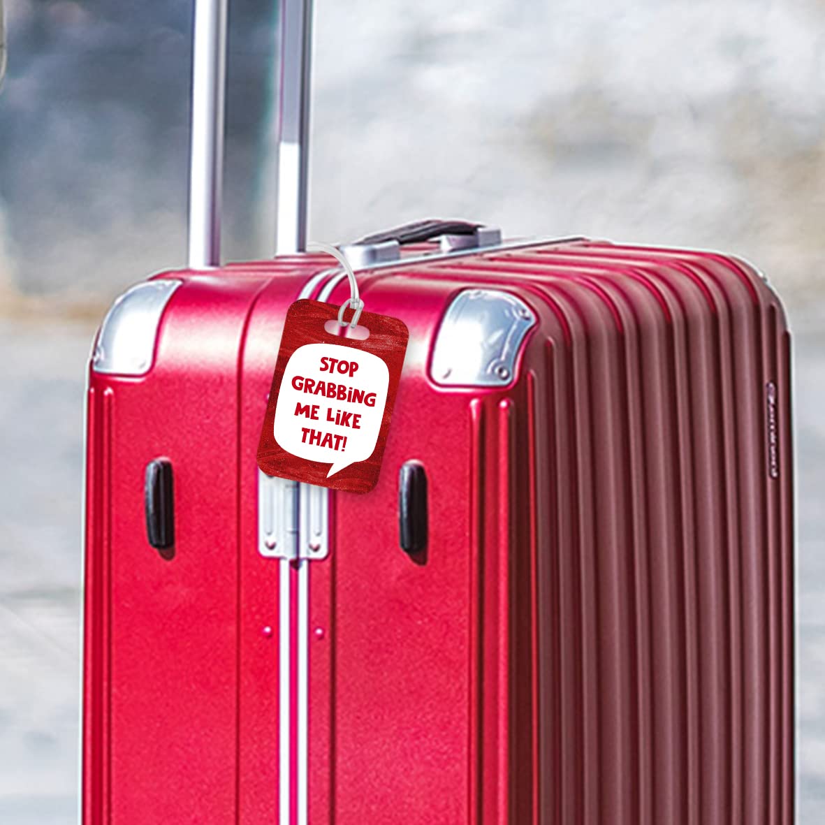 LT016 Stop Grabbing me Like That! Novelty Funny Unique Designer Gift Glossy Plastic Suitcase Luggage Tag
