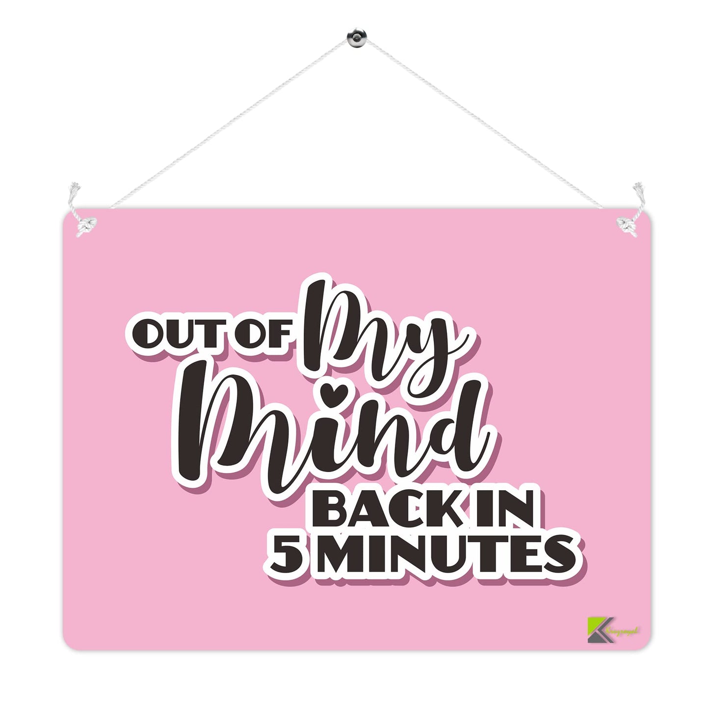 MP206 Out of my mind, Back in 5 minutes Funny Novelty Retro Vintage Metal Wall Sign Plaque 20cm x 15cm