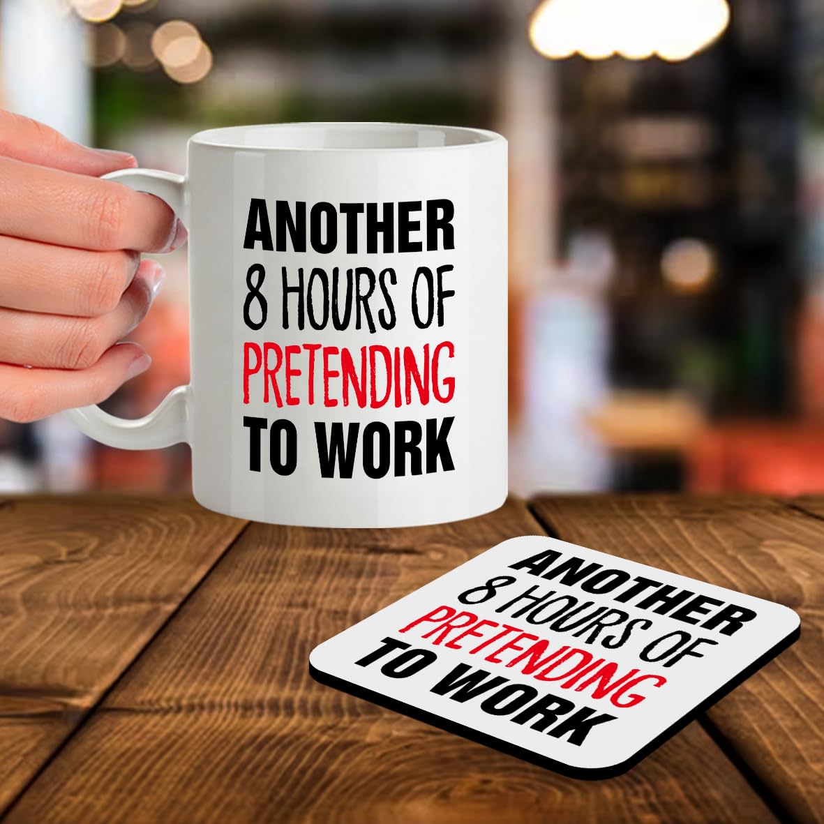 Kruzroyal SM060 Another 8 Hours of Pretending to Work - 11OZ Mug & Matching Coaster Set - for Office Collegue Friend Coworker Boss
