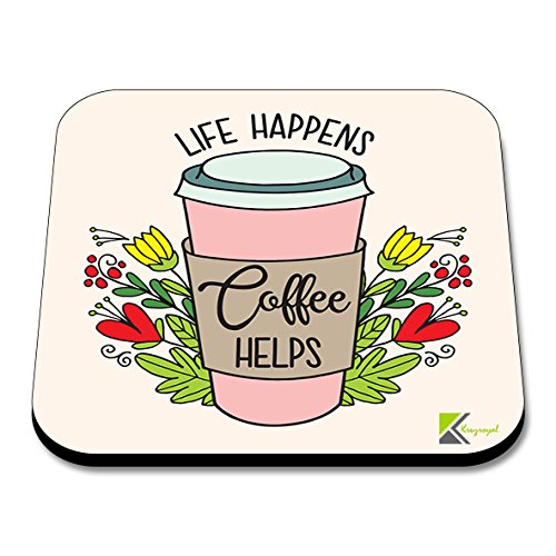 CS286 Life Happens Coffee Helps Novelty Funny Coffee Tea Drink Gift Glossy MDF Wooden Coaster