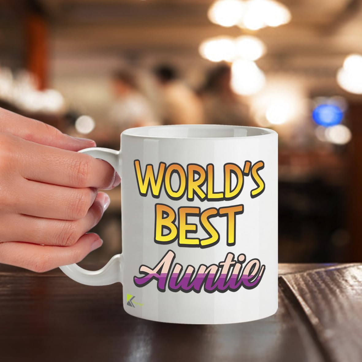 Kruzroyal DZ826 World's Best Auntie Mug 11oz - White Ceramic Coffee & Tea Cup for Aunty, Godmother - Ideal Birthday or Mother's Day Present for Her