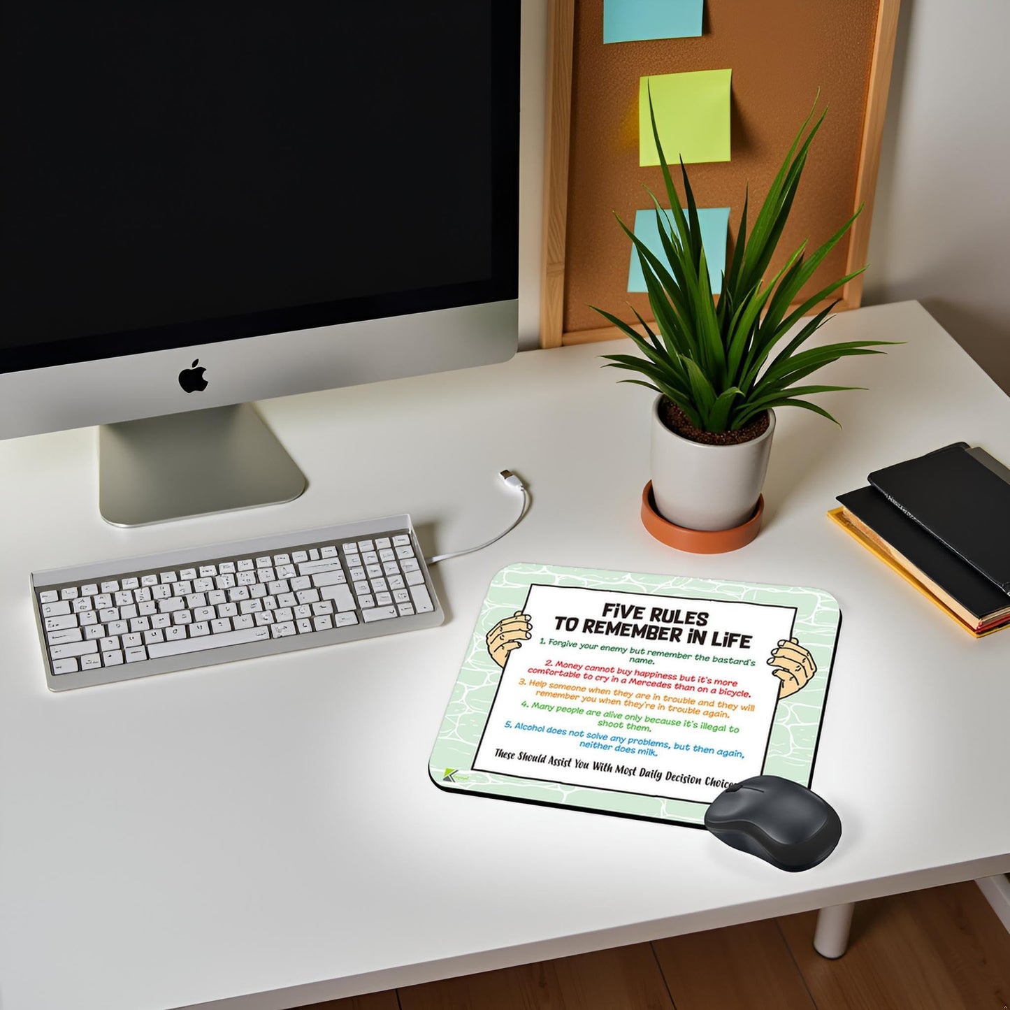 Five Rules to Remember in Life Funny Novelty Mousemat/Pad Anti Slip Computer PC Mouse Mat