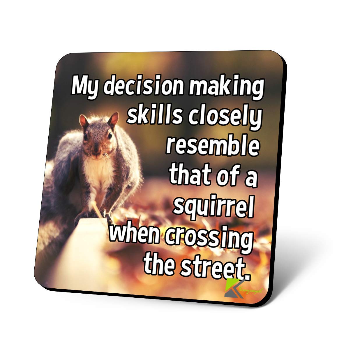 CS1104 My Decision Making Skills Closely resemble That of a Squirrel When Crossing The Street Novelty Funny Coffee Tea Drink Gift Glossy MDF Wooden Coaster