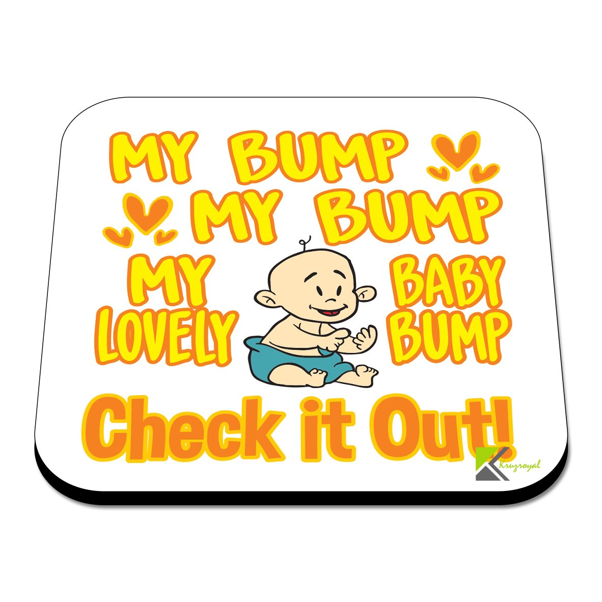 CS322 My Bump My Baby Bump Check It Out! Novelty Funny Coffee Tea Drink Gift Glossy MDF Wooden Coaster