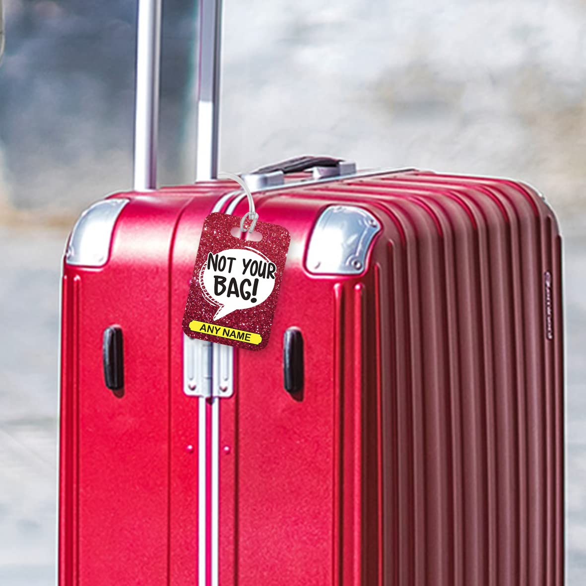 PLT243 Personalised Name : Not Your Bag! Novelty Funny Unique Designer Gift Glossy Plastic Suitcase Luggage Tag