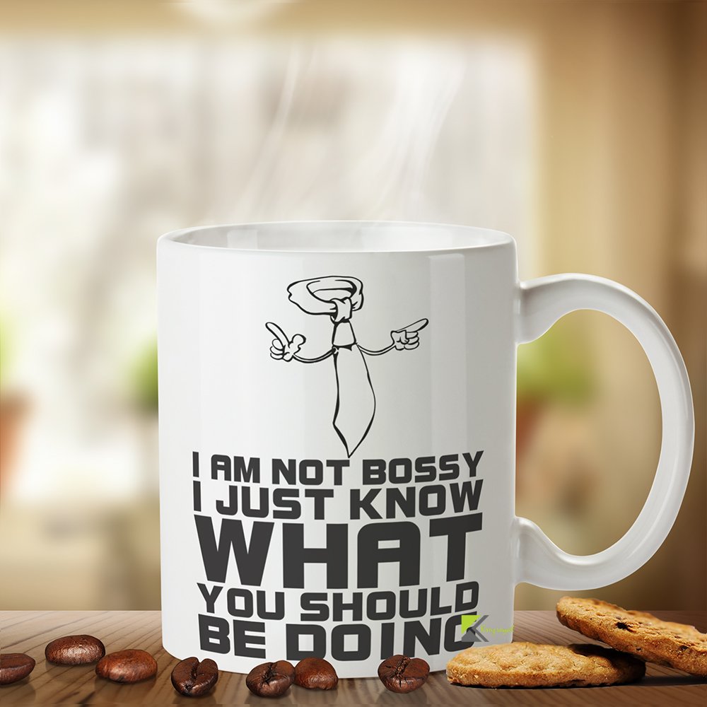 Kruzroyal Funny Boss Mug – I'm Not Bossy, I Just Know What You Should Be Doing – Novelty Ceramic Coffee Cup Gift for Office, Boss, Colleague, Family, Dishwasher & Microwave Safe, 325ml, White
