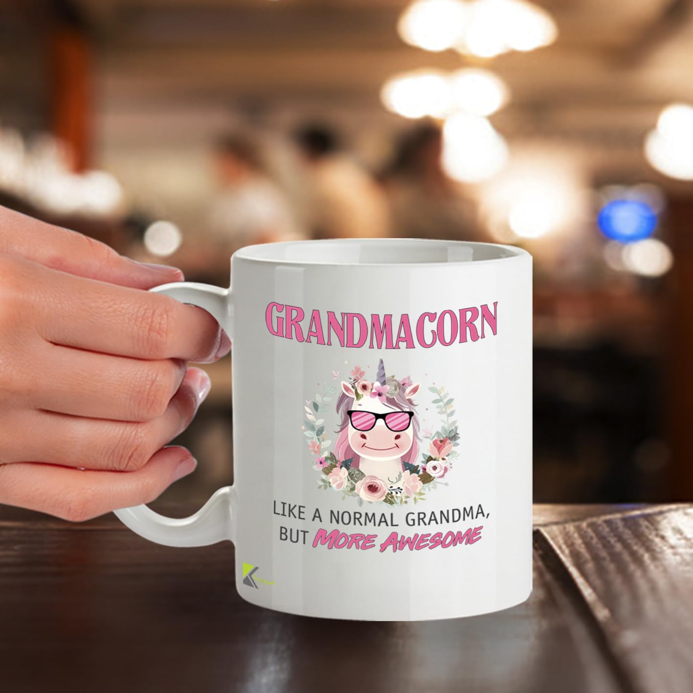 Kruzroyal DZ953 Funny Grandmacorn Coffee Mug | 11oz White Ceramic Unicorn Grandma Gift | Like A Normal Grandma But More Awesome Novelty Present for Grandmothers, Nana, Gigi