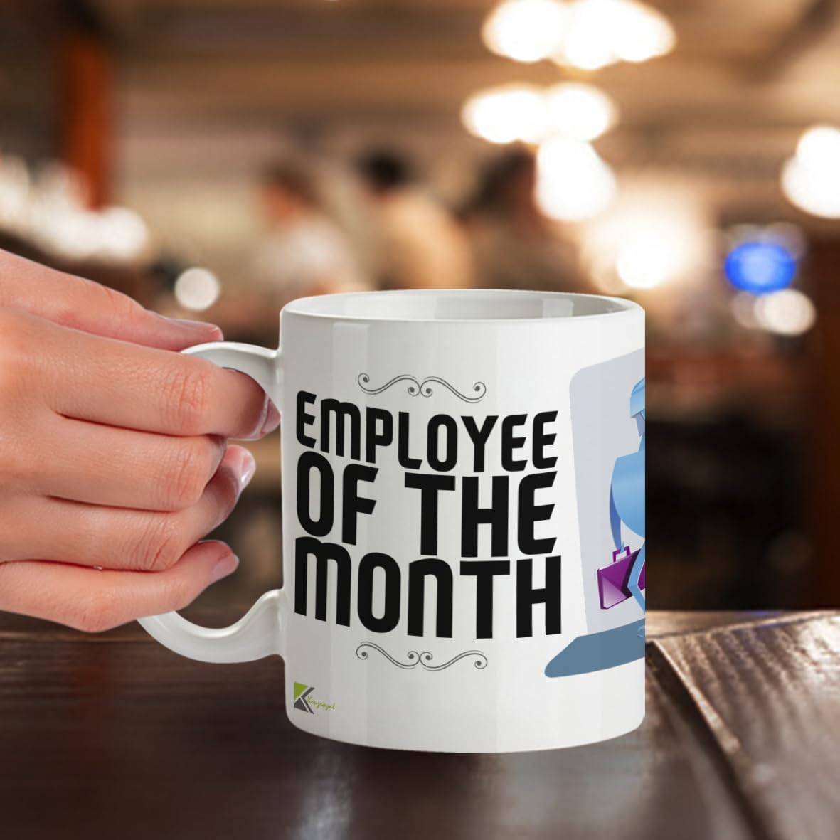 Kruzroyal Employee of The Month Mug, Office Funny Novelty Coffee Tea Mug | Gift for Colleague, Coworker, Boss | Sarcastic Office Humour, New Job, Leaving Present | Coffee Cup for Men, Women, 11oz
