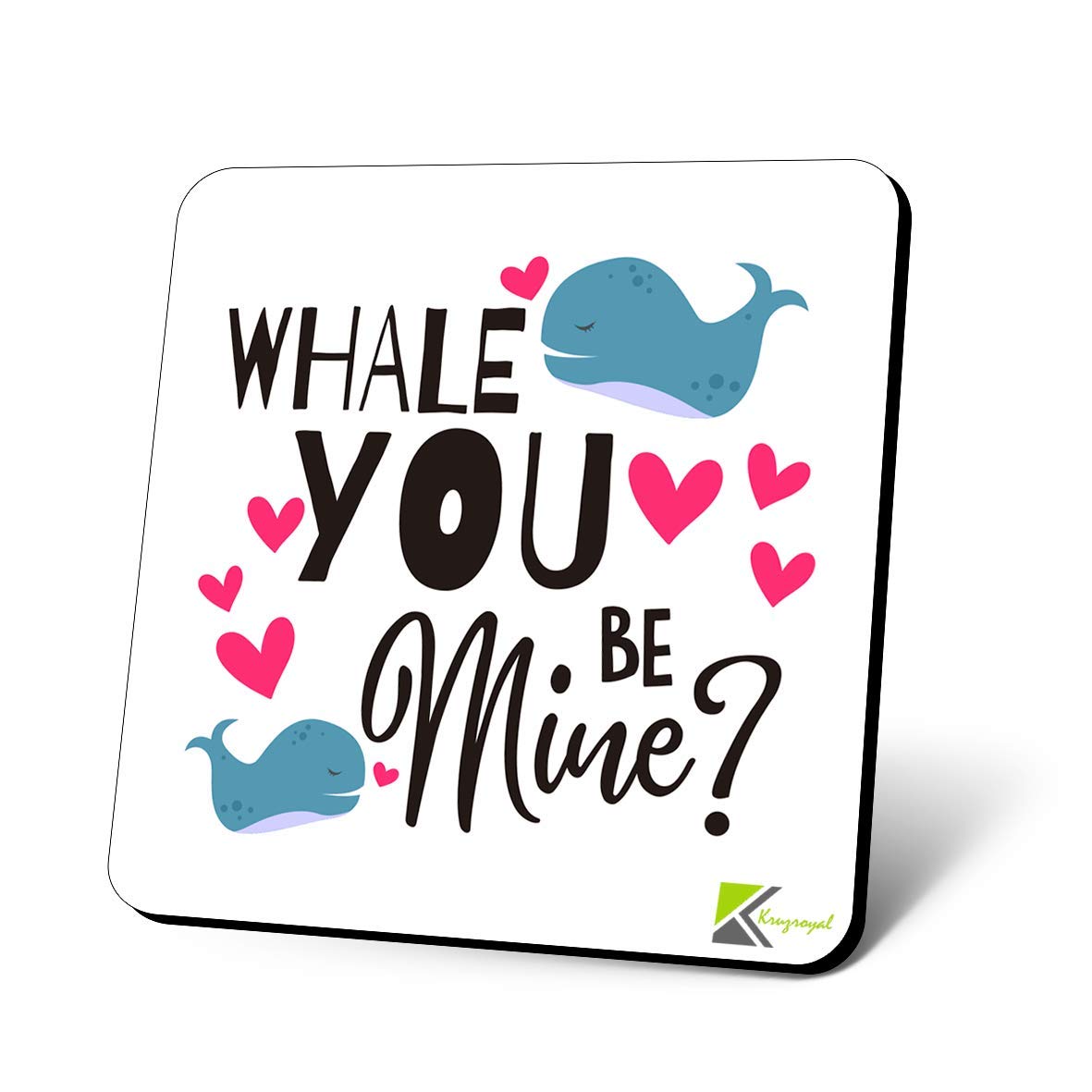 CS1174 Whale You be Mine? Valentine's Day Novelty Funny Coffee Tea Drink Gift Glossy MDF Wooden Coaster