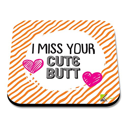 CS144 I Miss Your Cute Butt/Valentine's Day Gift Novelty Funny Coffee Tea Drink Gift Glossy MDF Wooden Coaster