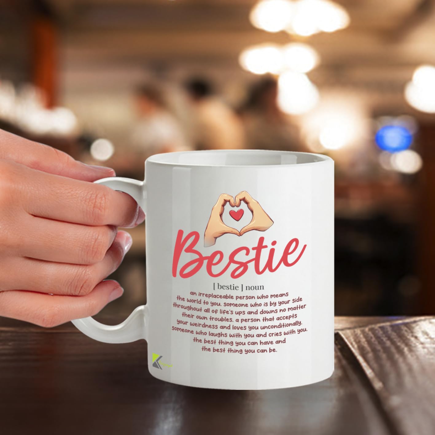 Kruzroyal DZ952 Bestie Definition Coffee Mug | Inspirational Best Friend, Soul Sister, BFF Gift for Women & Teen Girls | 11oz White Ceramic Friendship Mug