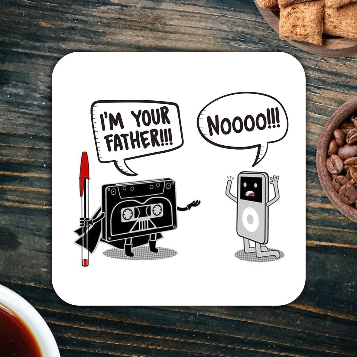 CS700 I'm Your Father (Cassette to mp3 Player) Old Days Novelty Funny Coffee Tea Drink Gift Glossy MDF Wooden Coaster
