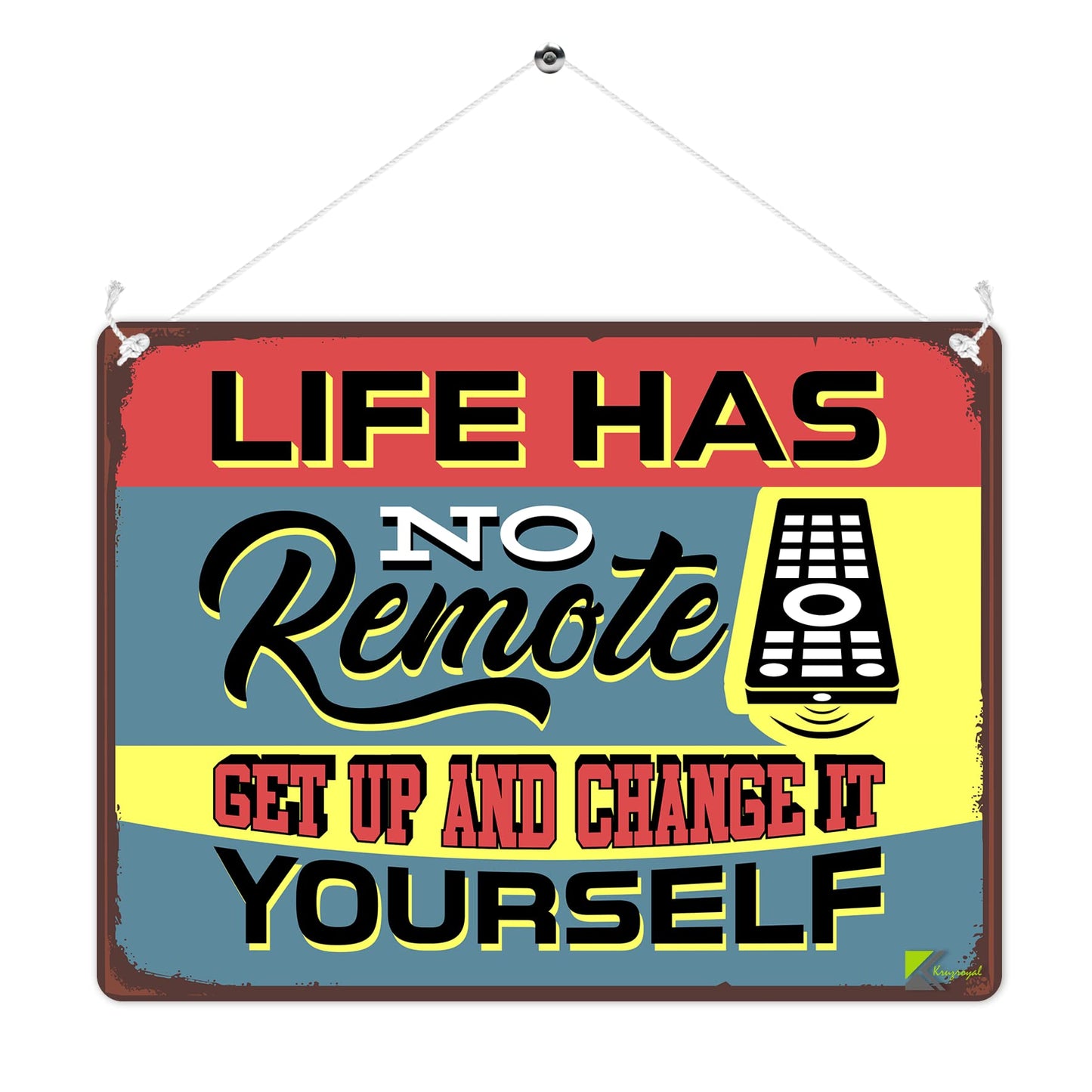 MP300 Life has no remote, get up and change it yourself Funny Novelty Retro Vintage Metal Wall Sign Plaque 20cm x 15cm