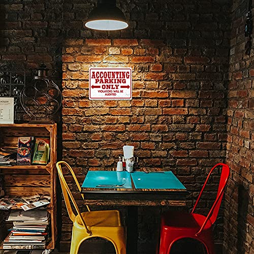 Kruzroyal MP386 ACCOUNTING PARKING ONLY, Violators will be audited. Funny Novelty Retro Vintage Metal Wall Sign Plaque 20cm x 15cm